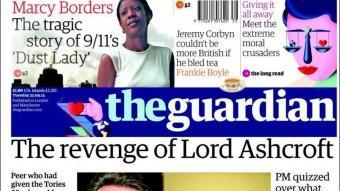Portada del diari britànic The Guardian EPA