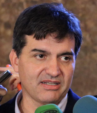 Javier Ortega Smith, durant la conferència pronunciada ahir al Parlament Europeu Foto: EFE.